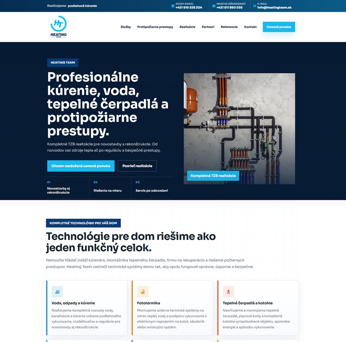 Náhľad webu Heating Team
